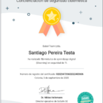 Cybersecurity awareness certificate issued by Babel-Team and SoSafe to Santiago Pereira Testa.